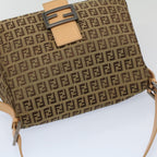 FENDI Zucchino Canvas Mamma Baguette Shoulder Bag Beigeyk8498