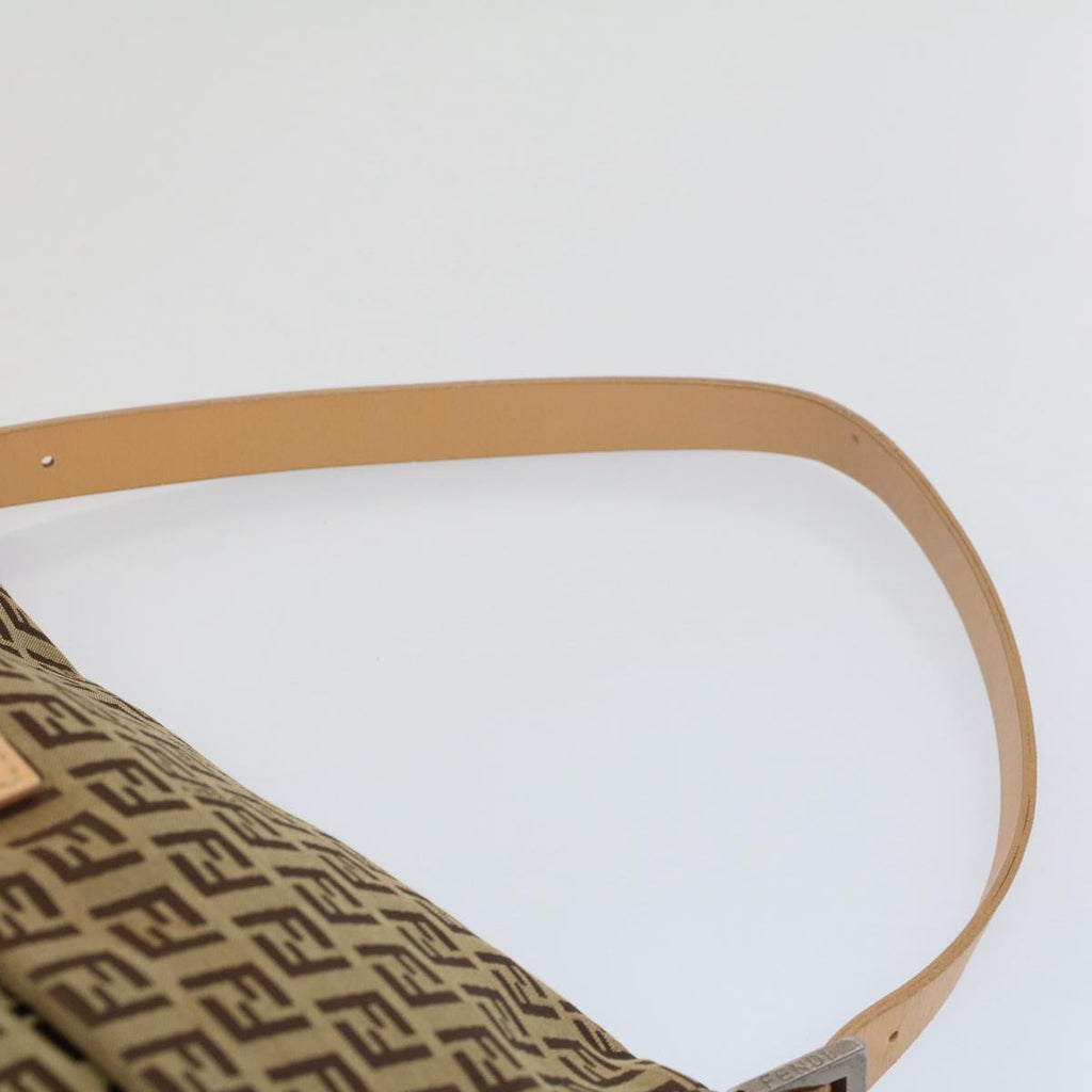 FENDI Zucchino Canvas Mamma Baguette Shoulder Bag Beigeyk8498