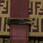 FENDI Zucchino Canvas Chain Shoulder Bag Beigeyk8513