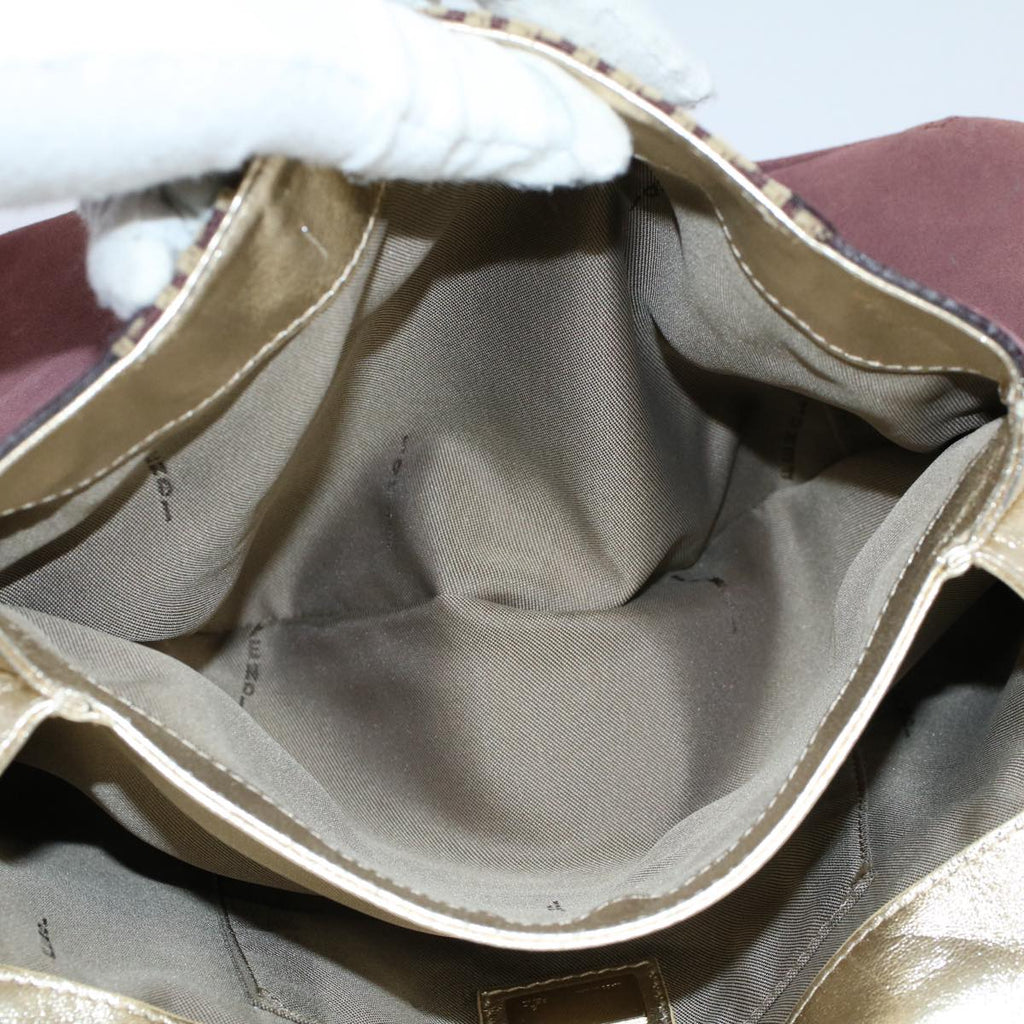 FENDI Zucchino Canvas Chain Shoulder Bag Beigeyk8513