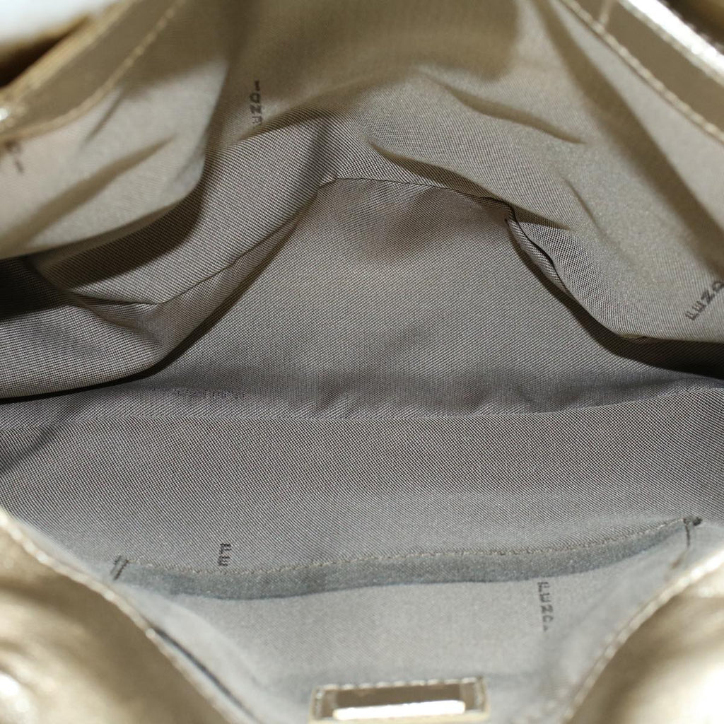 FENDI Zucchino Canvas Chain Shoulder Bag Beigeyk8513