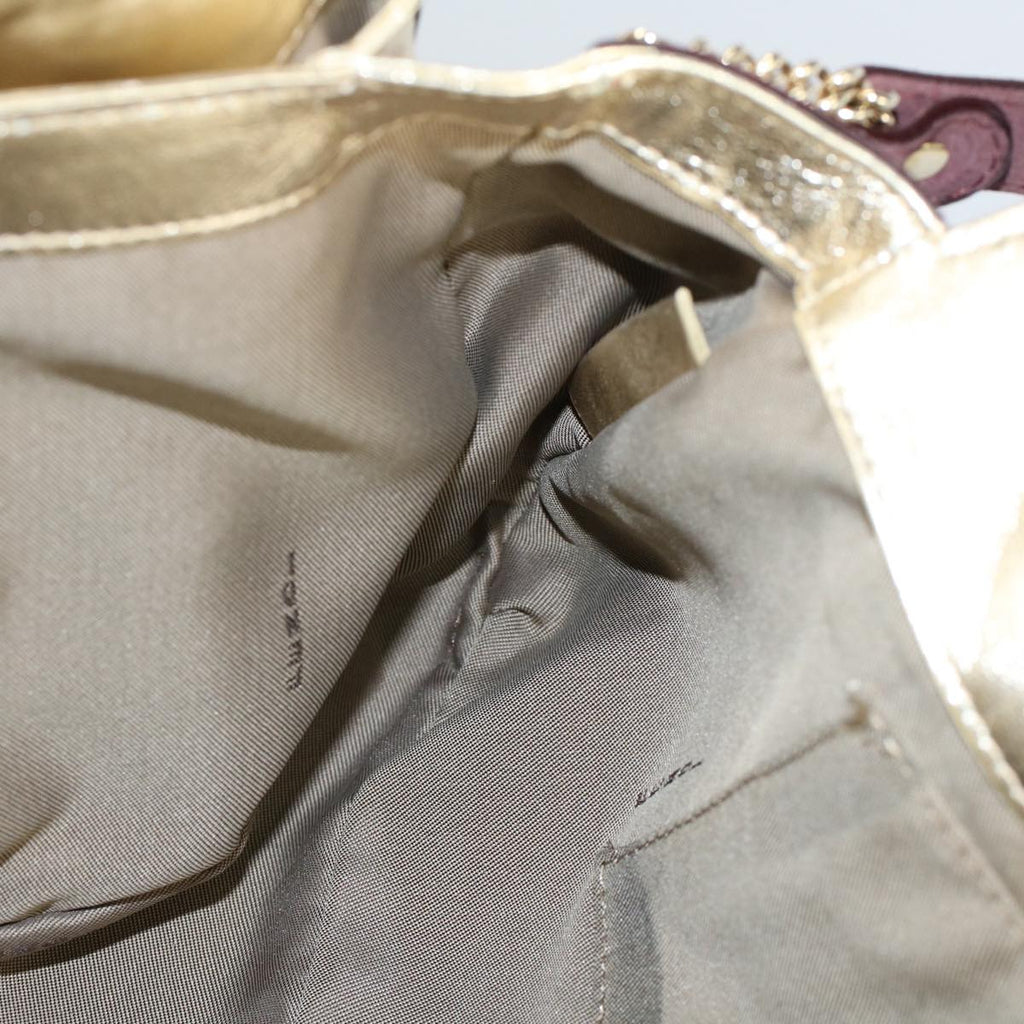 FENDI Zucchino Canvas Chain Shoulder Bag Beigeyk8513