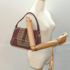 FENDI Zucchino Canvas Chain Shoulder Bag Beigeyk8513