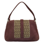 FENDI Zucchino Canvas Chain Shoulder Bag Beigeyk8513