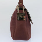 FENDI Zucchino Canvas Chain Shoulder Bag Beigeyk8513