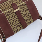 FENDI Zucchino Canvas Chain Shoulder Bag Beigeyk8513