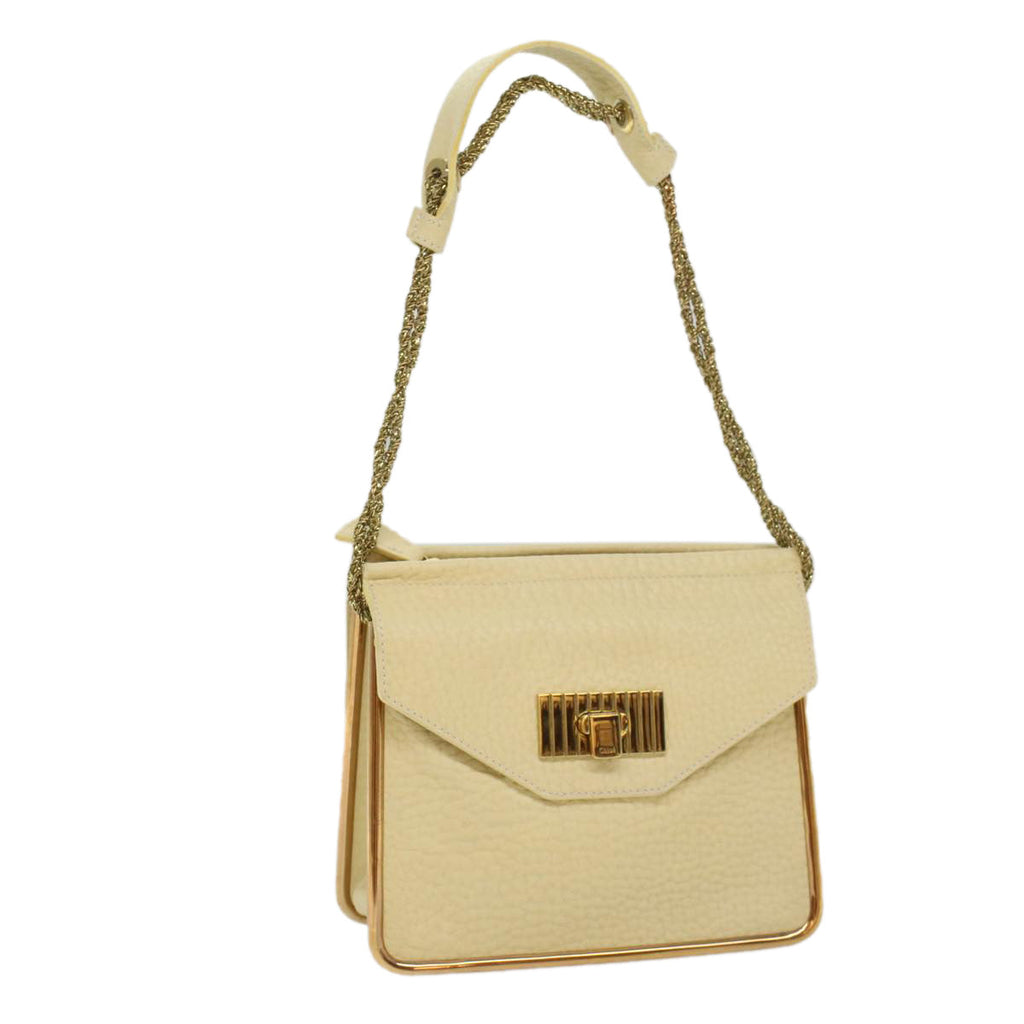 Chloe Chain Sally Shoulder Bag Leather Beige yk8515