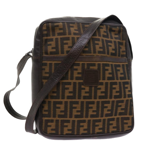 FENDI Zucca Canvas Shoulder Bag Vintage Brownyk8520