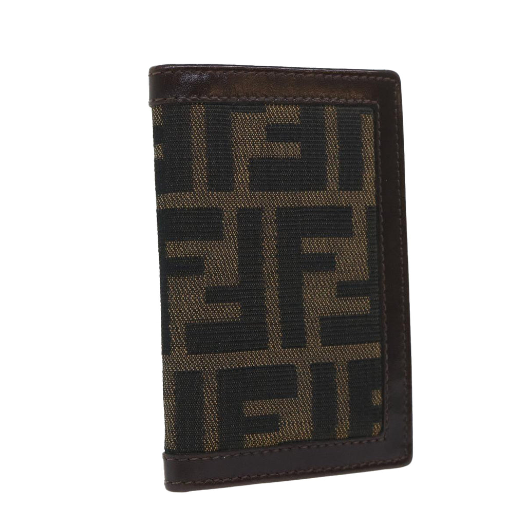 FENDI Zucca Canvas Card Case Black Brownyk8552