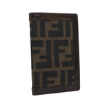 FENDI Zucca Canvas Card Case Black Brownyk8552