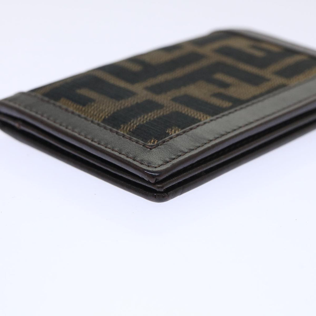 FENDI Zucca Canvas Card Case Black Brownyk8552