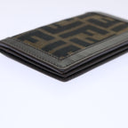 FENDI Zucca Canvas Card Case Black Brownyk8552