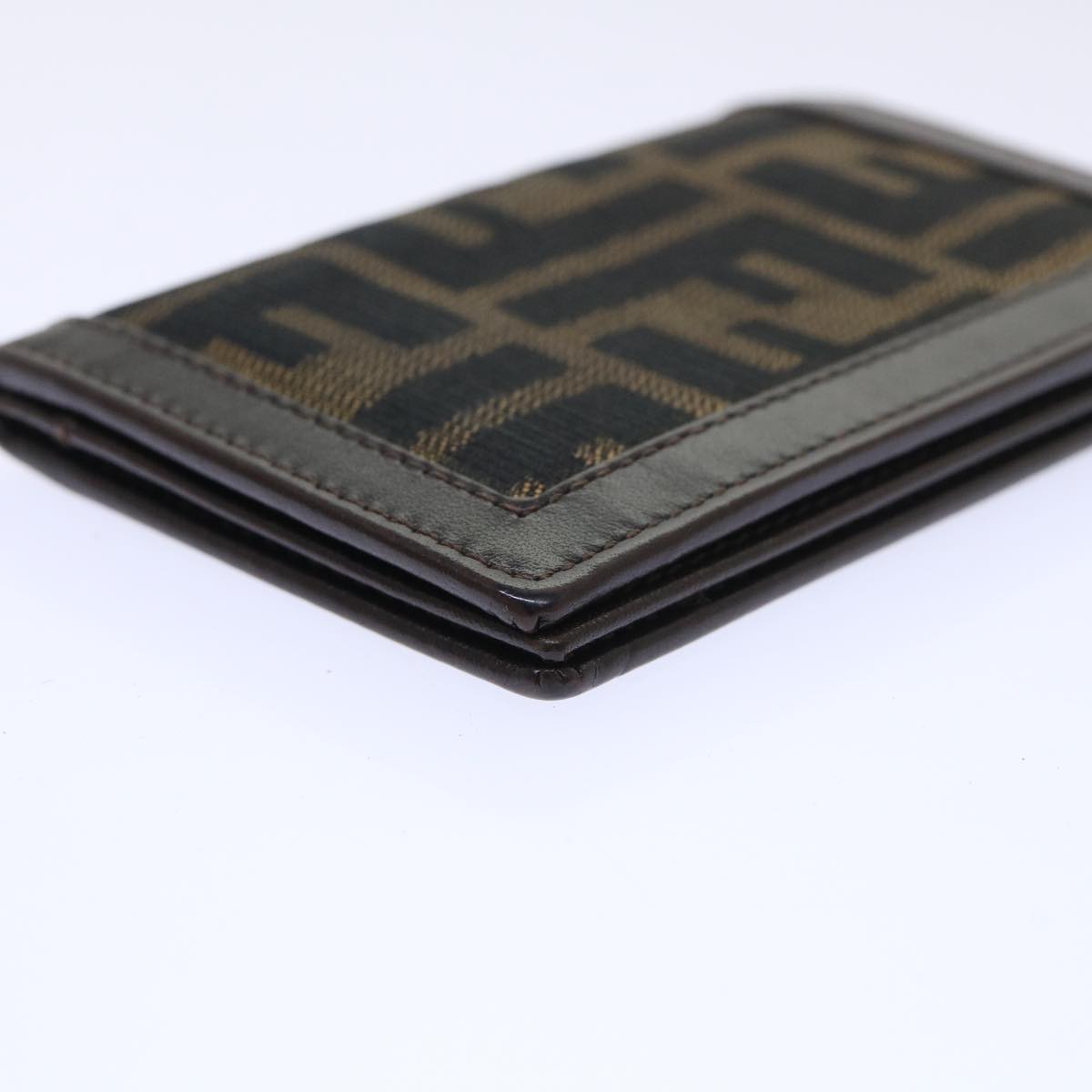 FENDI Zucca Canvas Card Case Black Brownyk8552