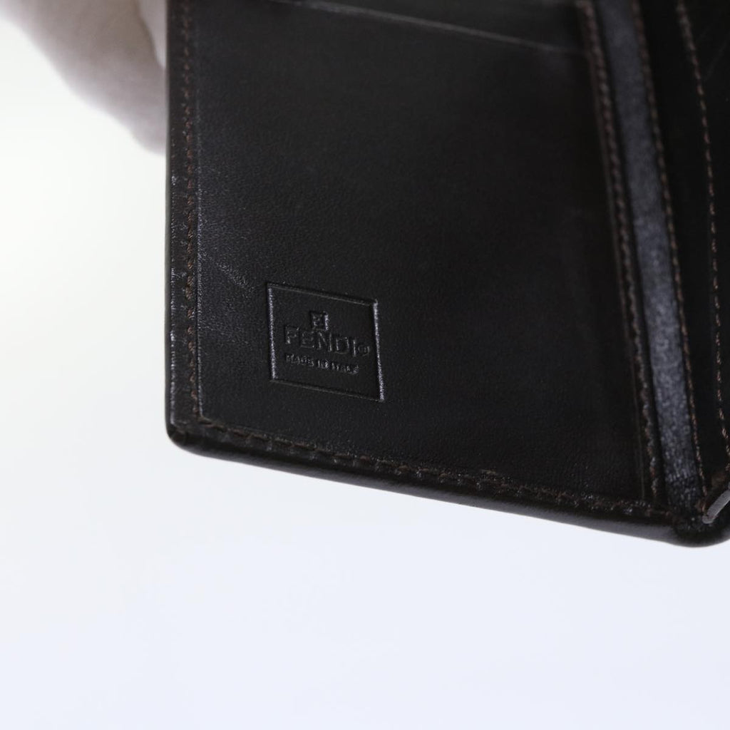 FENDI Zucca Canvas Card Case Black Brownyk8552