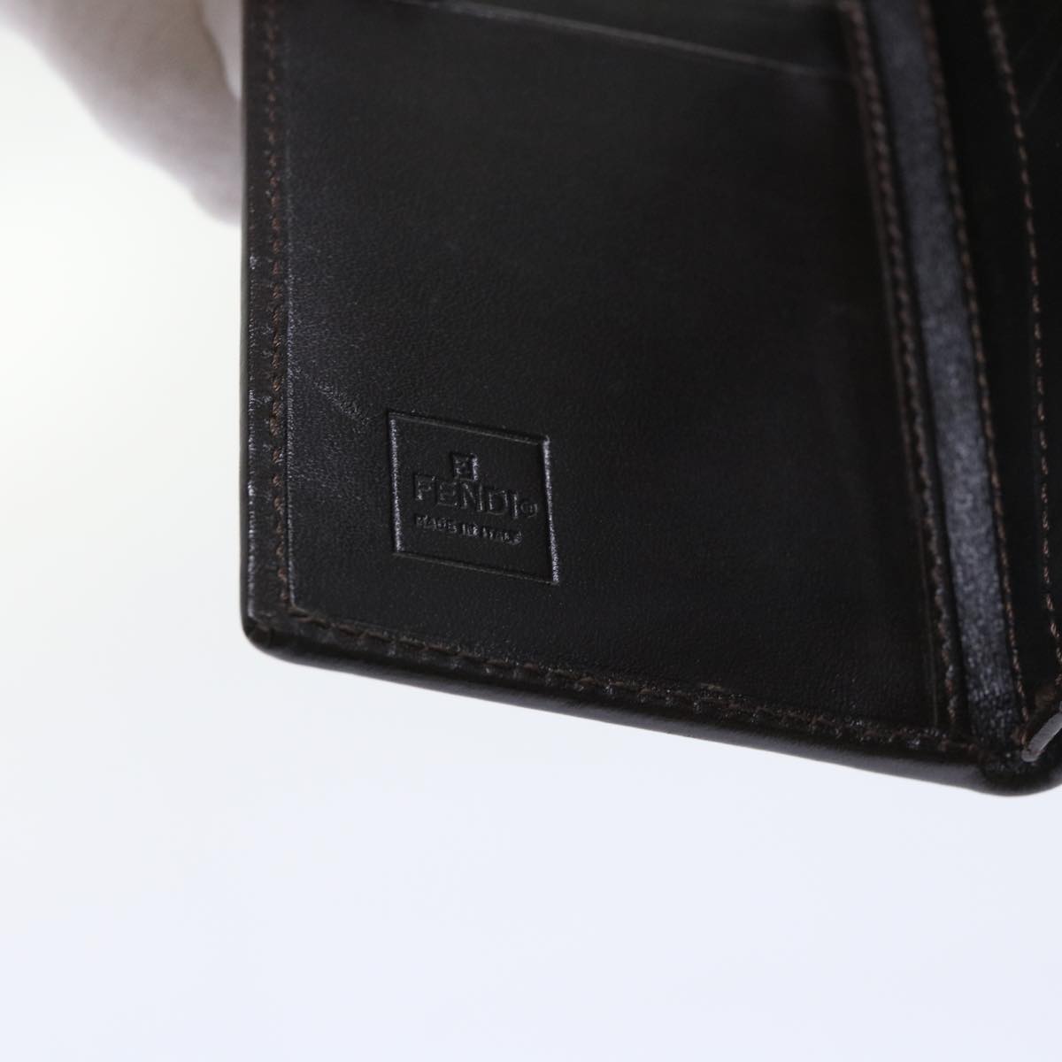 FENDI Zucca Canvas Card Case Black Brownyk8552