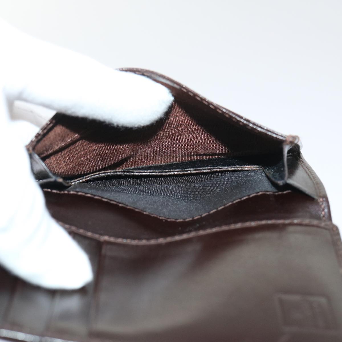 FENDI Zucca Canvas Card Case Black Brownyk8552