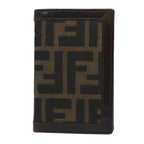 FENDI Zucca Canvas Card Case Black Brownyk8552