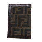 FENDI Zucca Canvas Card Case Black Brownyk8552
