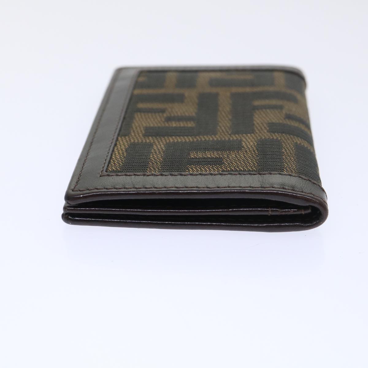 FENDI Zucca Canvas Card Case Black Brownyk8552