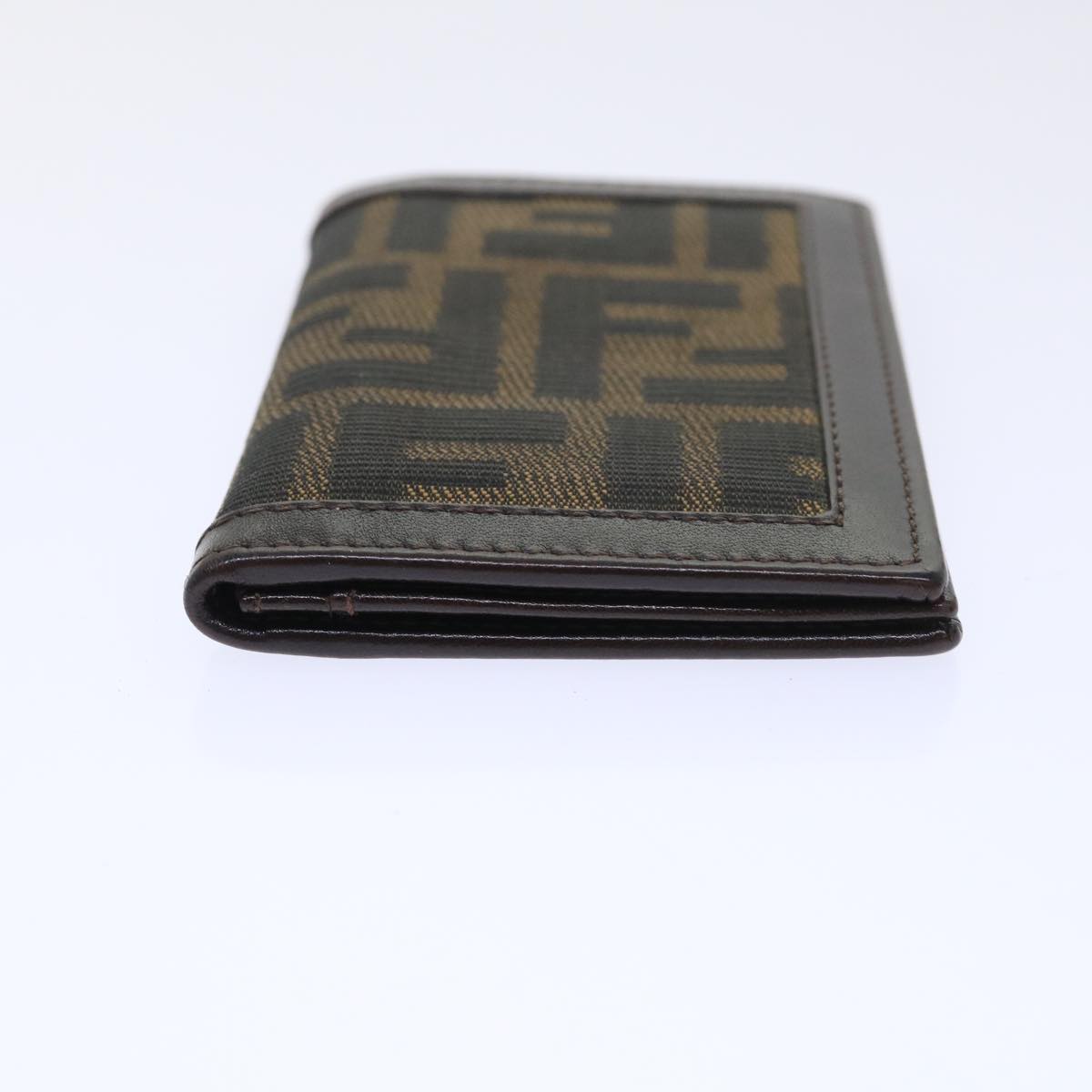 FENDI Zucca Canvas Card Case Black Brownyk8552