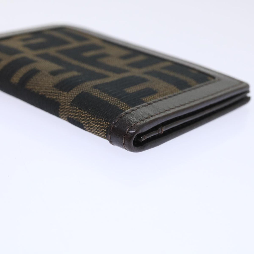 FENDI Zucca Canvas Card Case Black Brownyk8552
