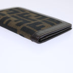 FENDI Zucca Canvas Card Case Black Brownyk8552