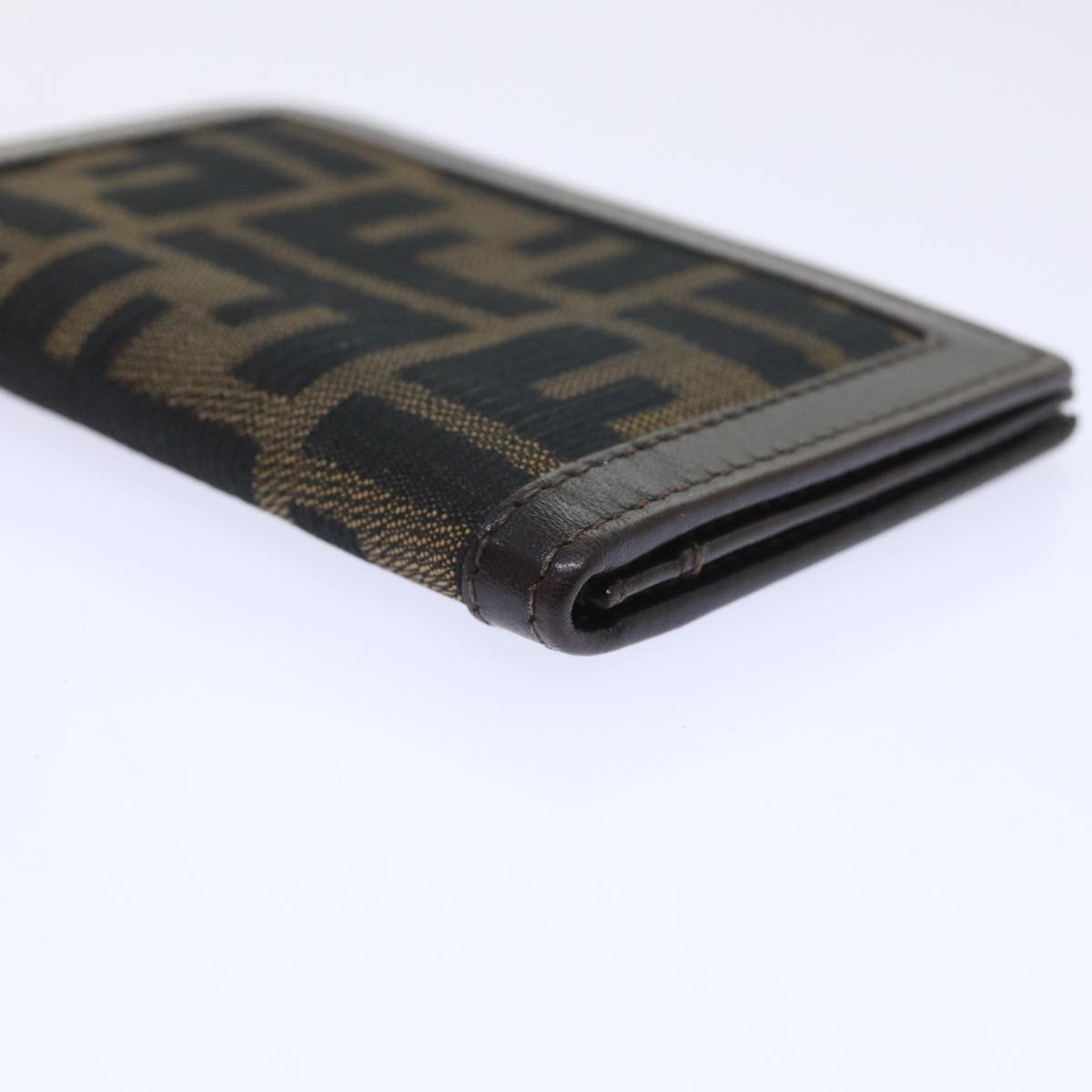 FENDI Zucca Canvas Card Case Black Brownyk8552