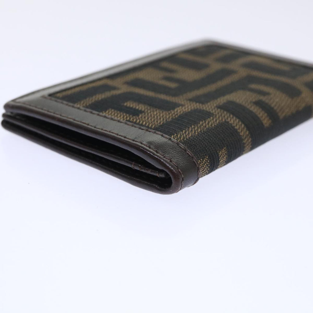 FENDI Zucca Canvas Card Case Black Brownyk8552