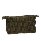 FENDI Zucca Canvas Pouch Black Brownyk8572