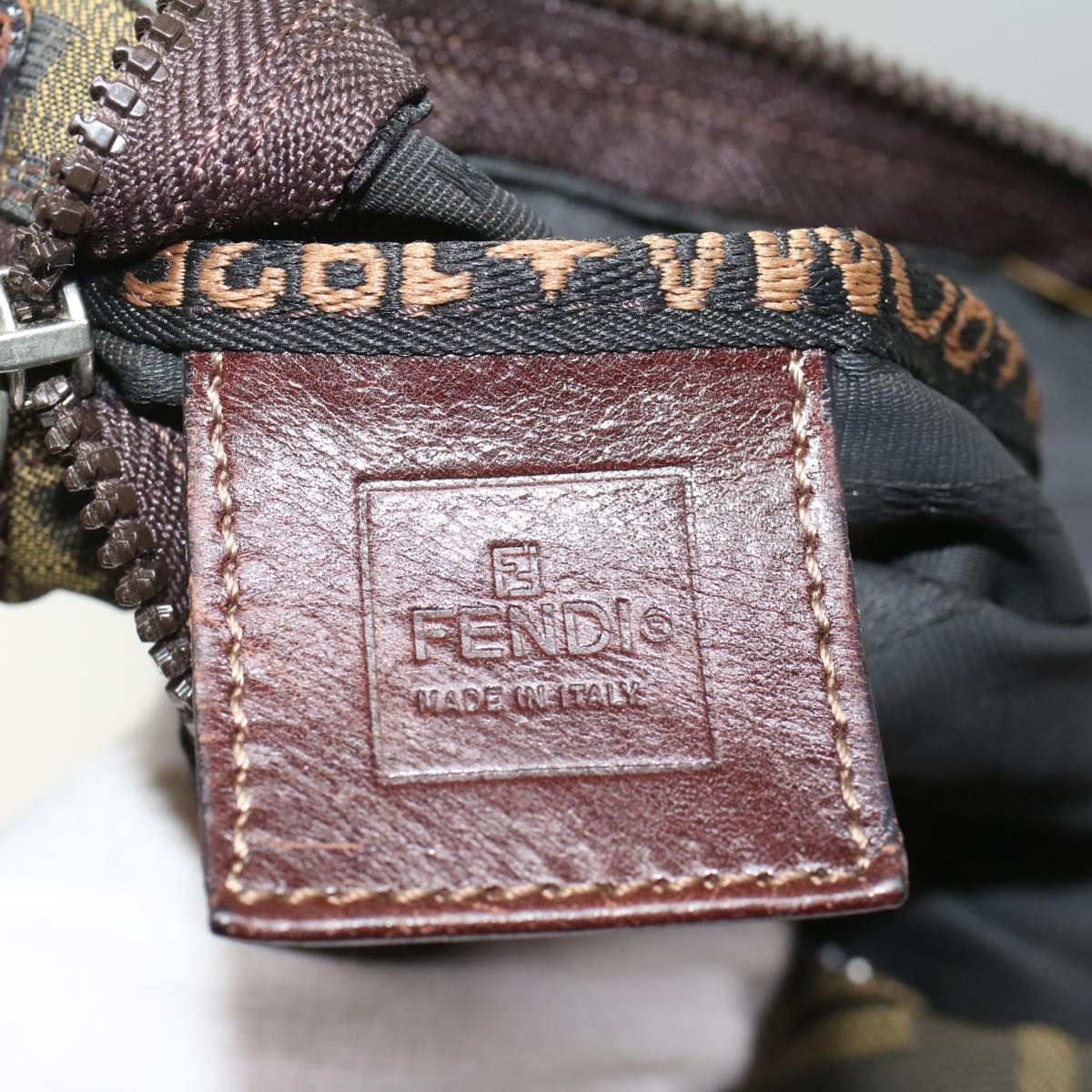 FENDI Zucca Canvas Pouch Black Brownyk8572