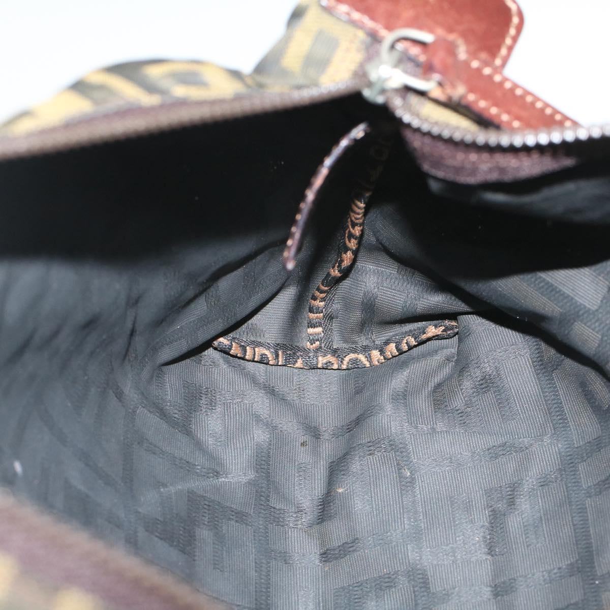 FENDI Zucca Canvas Pouch Black Brownyk8572