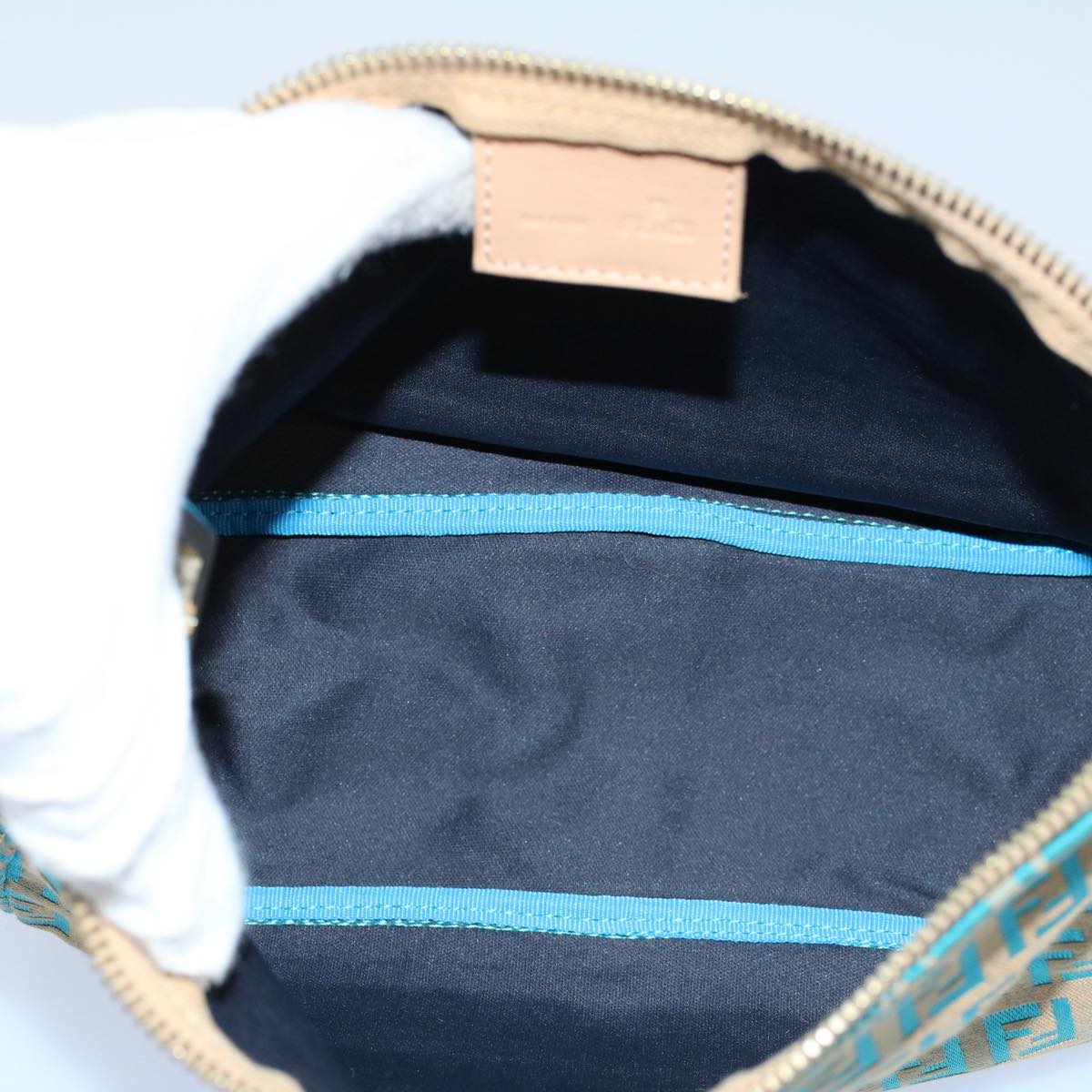 FENDI Zucchino Canvas Hand Bag Blueyk8579