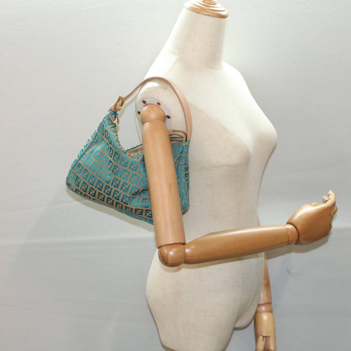 FENDI Zucchino Canvas Hand Bag Blueyk8579