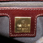 FENDI Zucchino Canvas Mamma Baguette Shoulder Bag Enamel Beigeyk8584