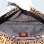 FENDI Zucchino Canvas Mamma Baguette Shoulder Bag Enamel Beigeyk8584