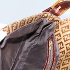 FENDI Zucchino Canvas Mamma Baguette Shoulder Bag Enamel Beigeyk8584