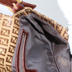 FENDI Zucchino Canvas Mamma Baguette Shoulder Bag Enamel Beigeyk8584