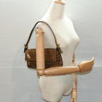 FENDI Zucchino Canvas Mamma Baguette Shoulder Bag Enamel Beigeyk8584