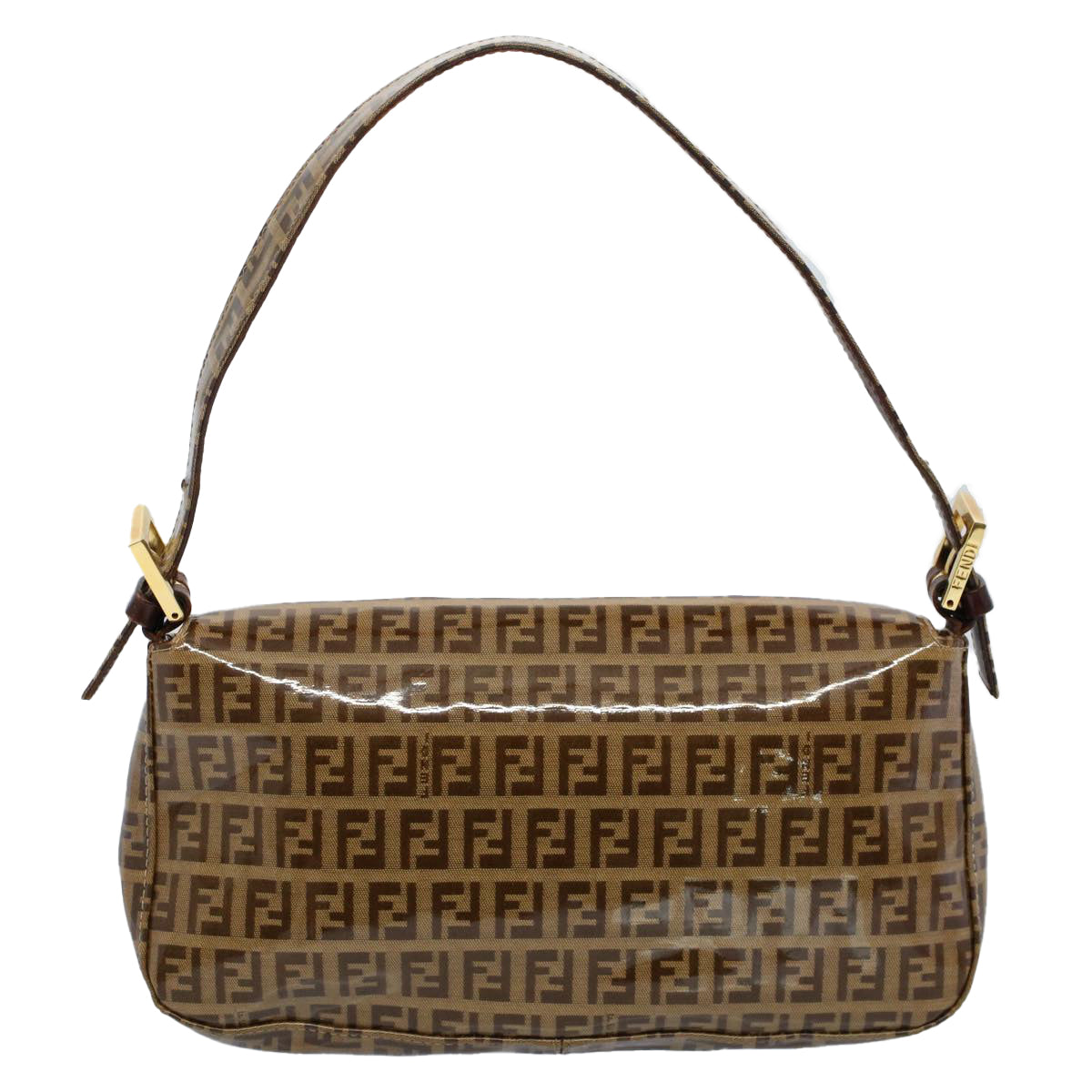 FENDI Zucchino Canvas Mamma Baguette Shoulder Bag Enamel Beigeyk8584