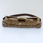 FENDI Zucchino Canvas Mamma Baguette Shoulder Bag Enamel Beigeyk8584