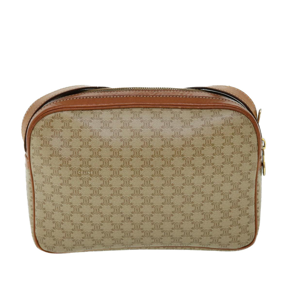 CELINE Macadam Canvas Shoulder Bag Beige 8593