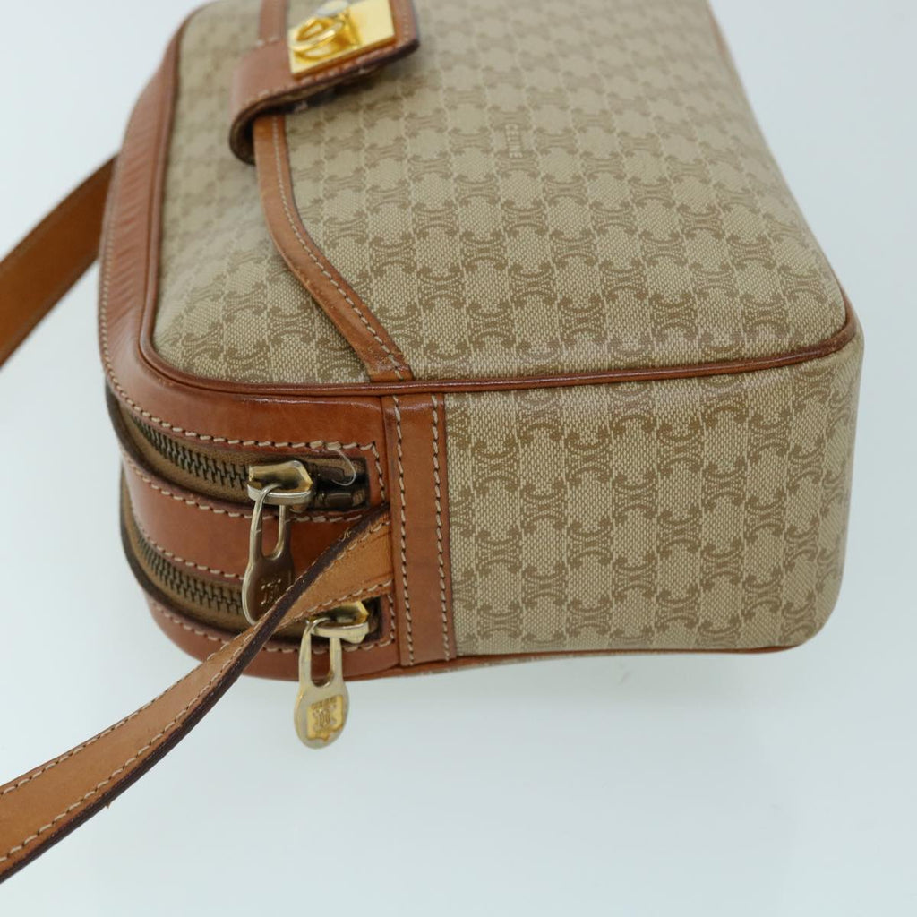 CELINE Macadam Canvas Shoulder Bag Beige 8593