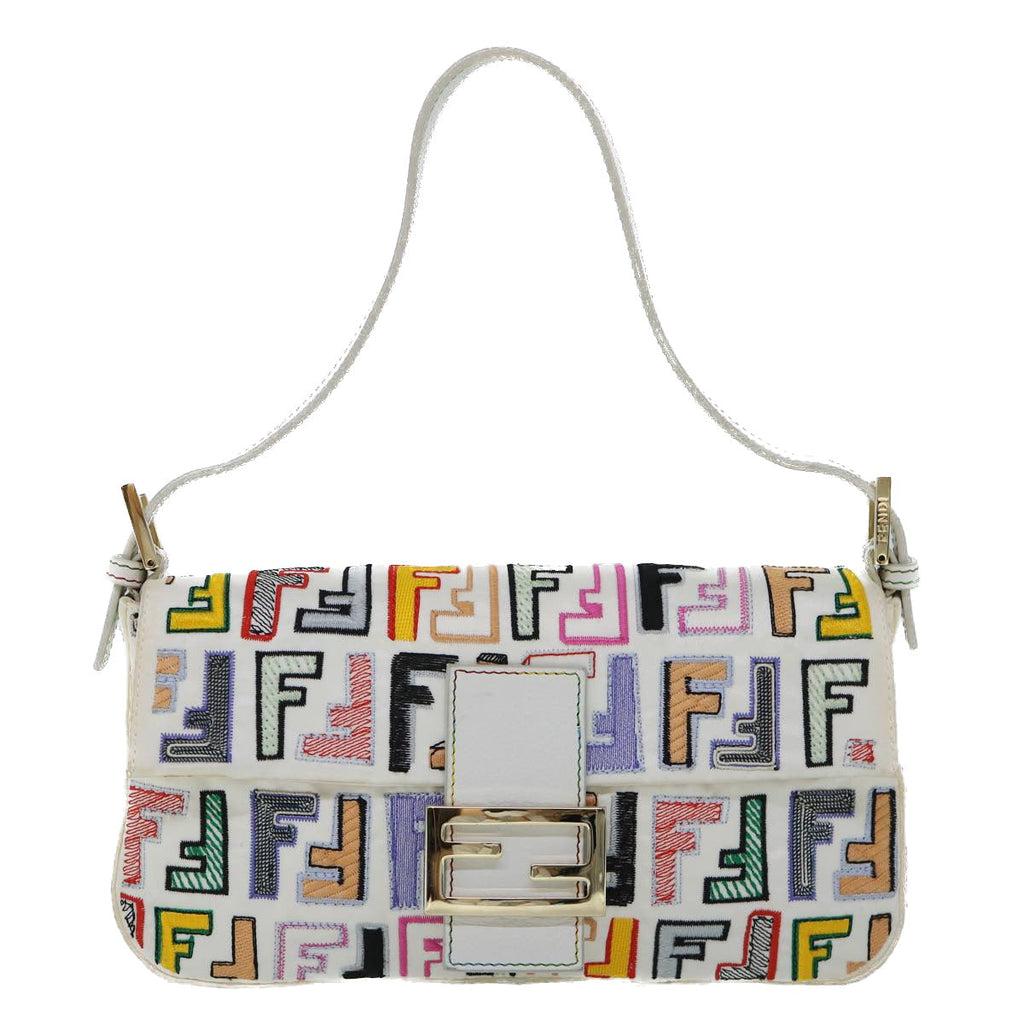 FENDI Zucca Canvas Embroidery Mamma Baguette Bag 2way Multicoloryk8631A