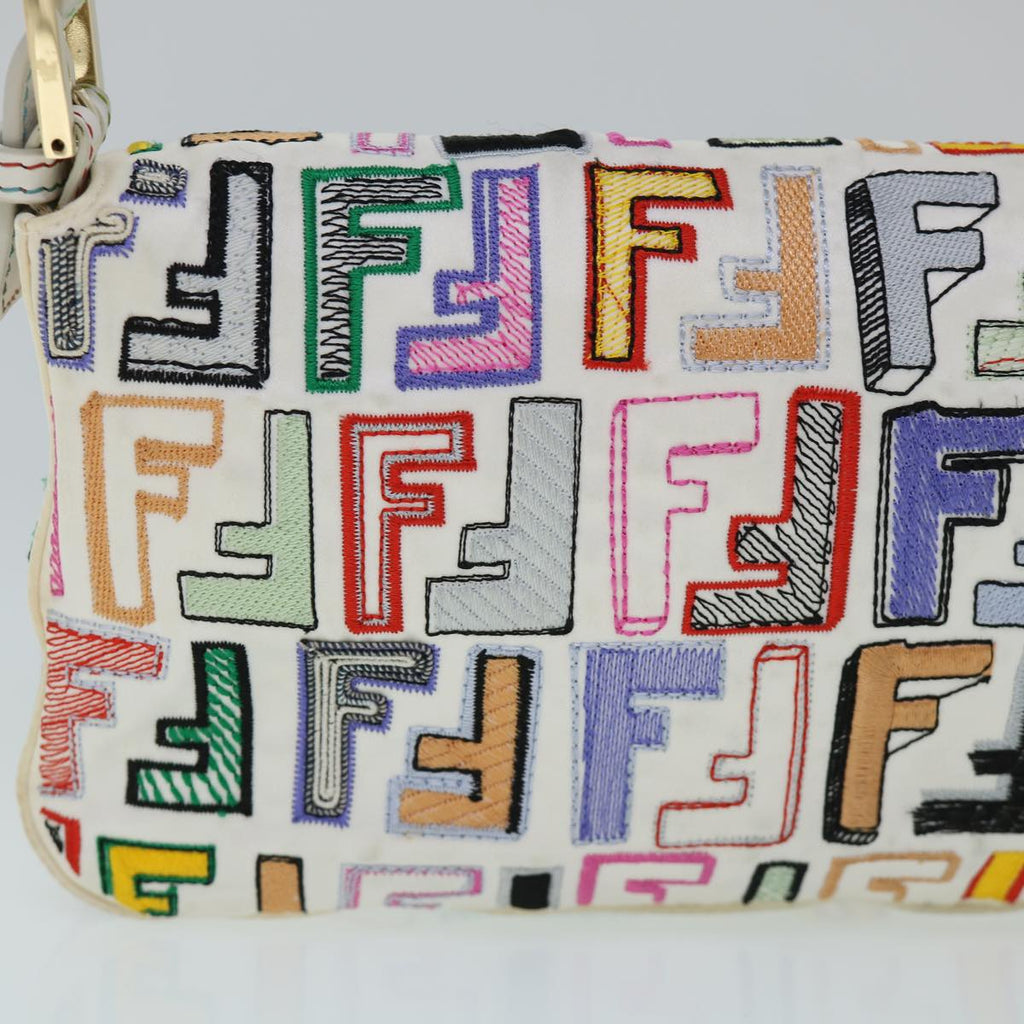 FENDI Zucca Canvas Embroidery Mamma Baguette Bag 2way Multicoloryk8631A