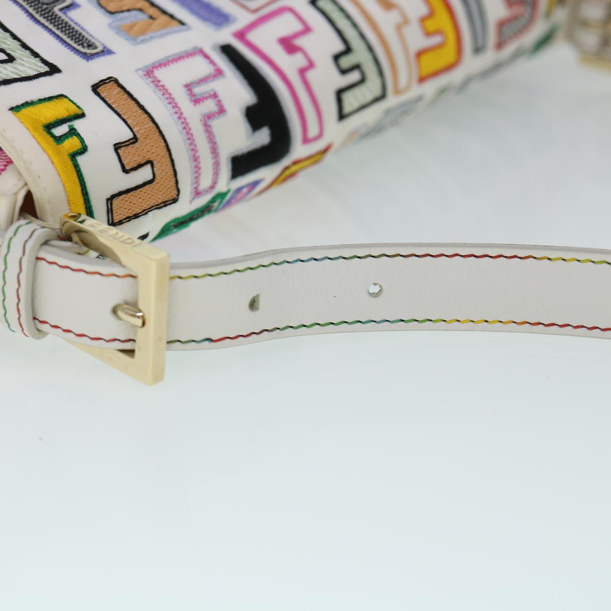 FENDI Zucca Canvas Embroidery Mamma Baguette Bag 2way Multicoloryk8631A