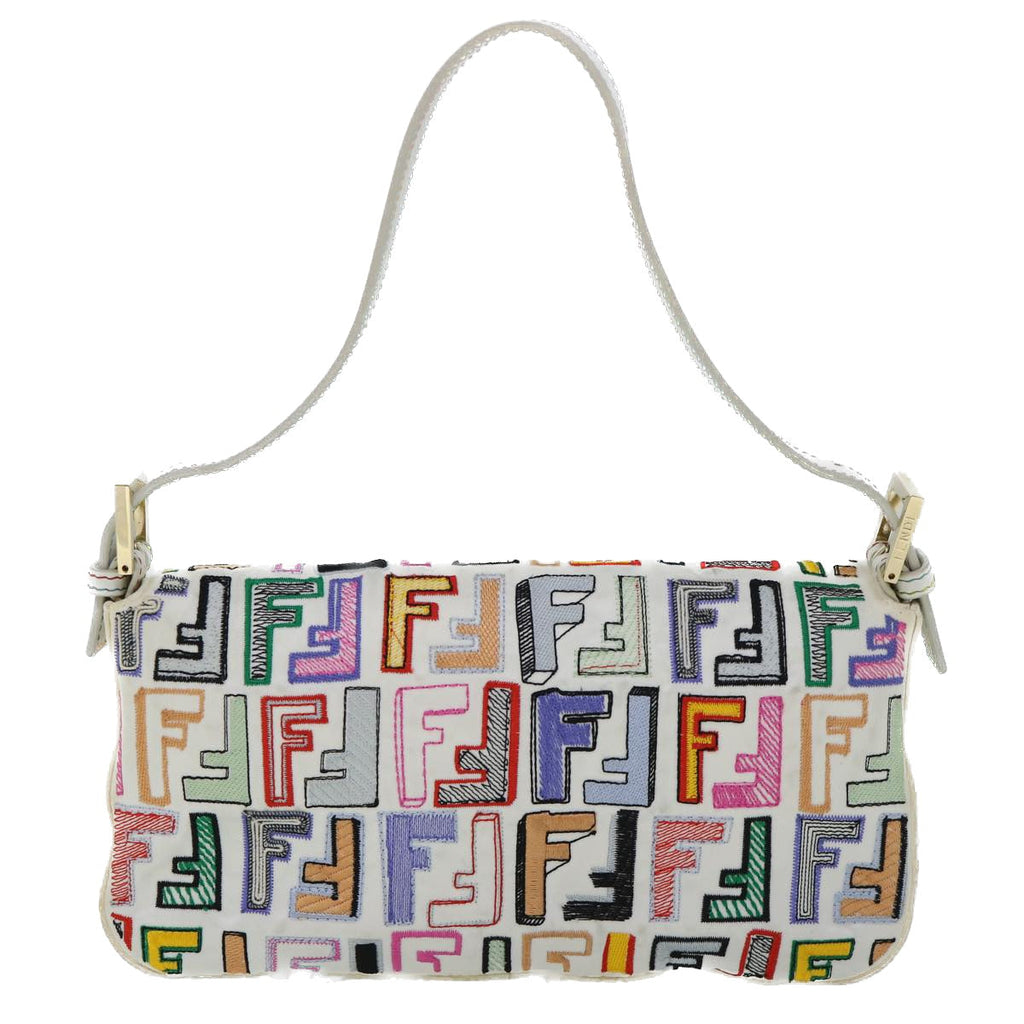 FENDI Zucca Canvas Embroidery Mamma Baguette Bag 2way Multicoloryk8631S