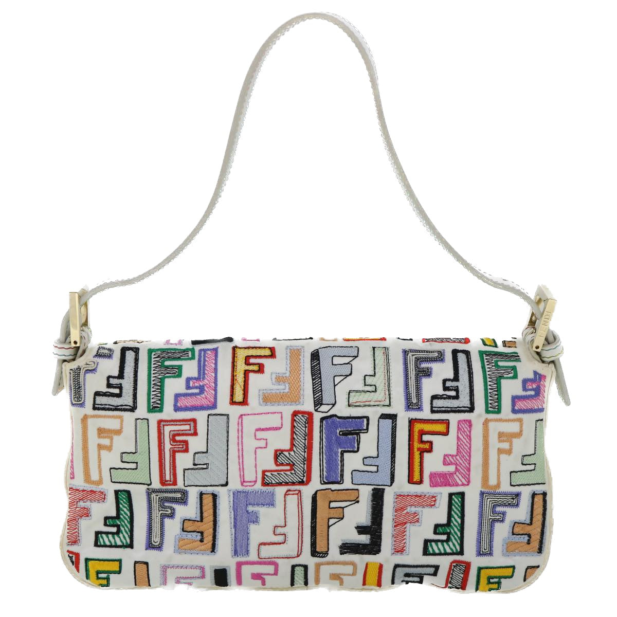 FENDI Zucca Canvas Embroidery Mamma Baguette Bag 2way Multicoloryk8631S