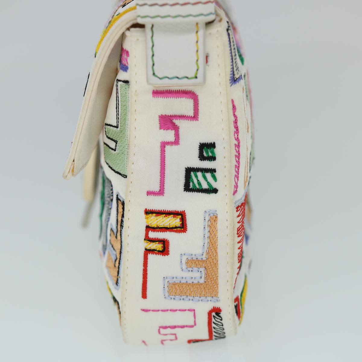 FENDI Zucca Canvas Embroidery Mamma Baguette Bag 2way Multicoloryk8631S