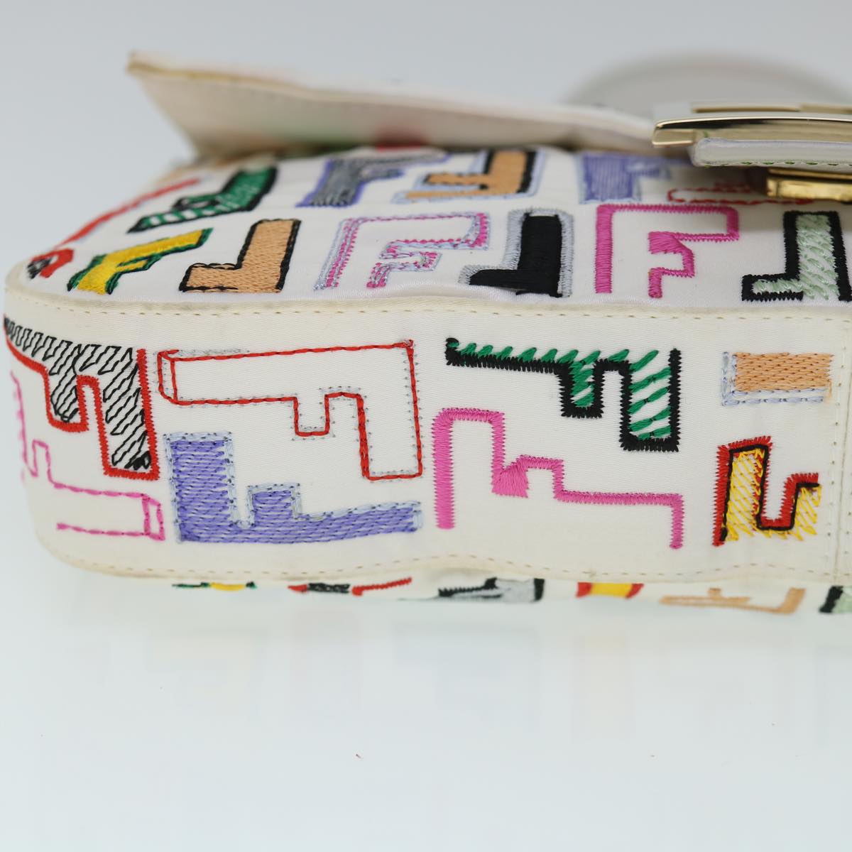 FENDI Zucca Canvas Embroidery Mamma Baguette Bag 2way Multicoloryk8631A