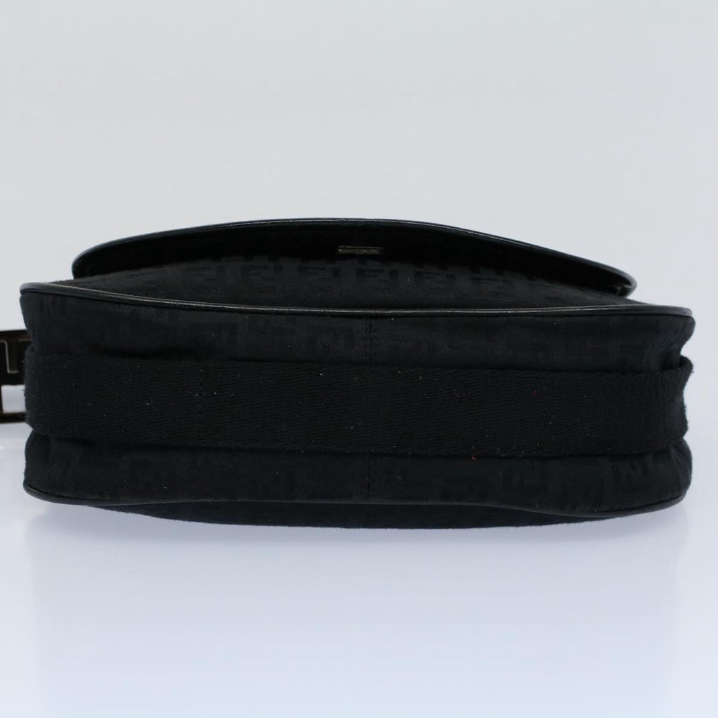 FENDI Zucchino Canvas Shoulder Bag Blackyk8645